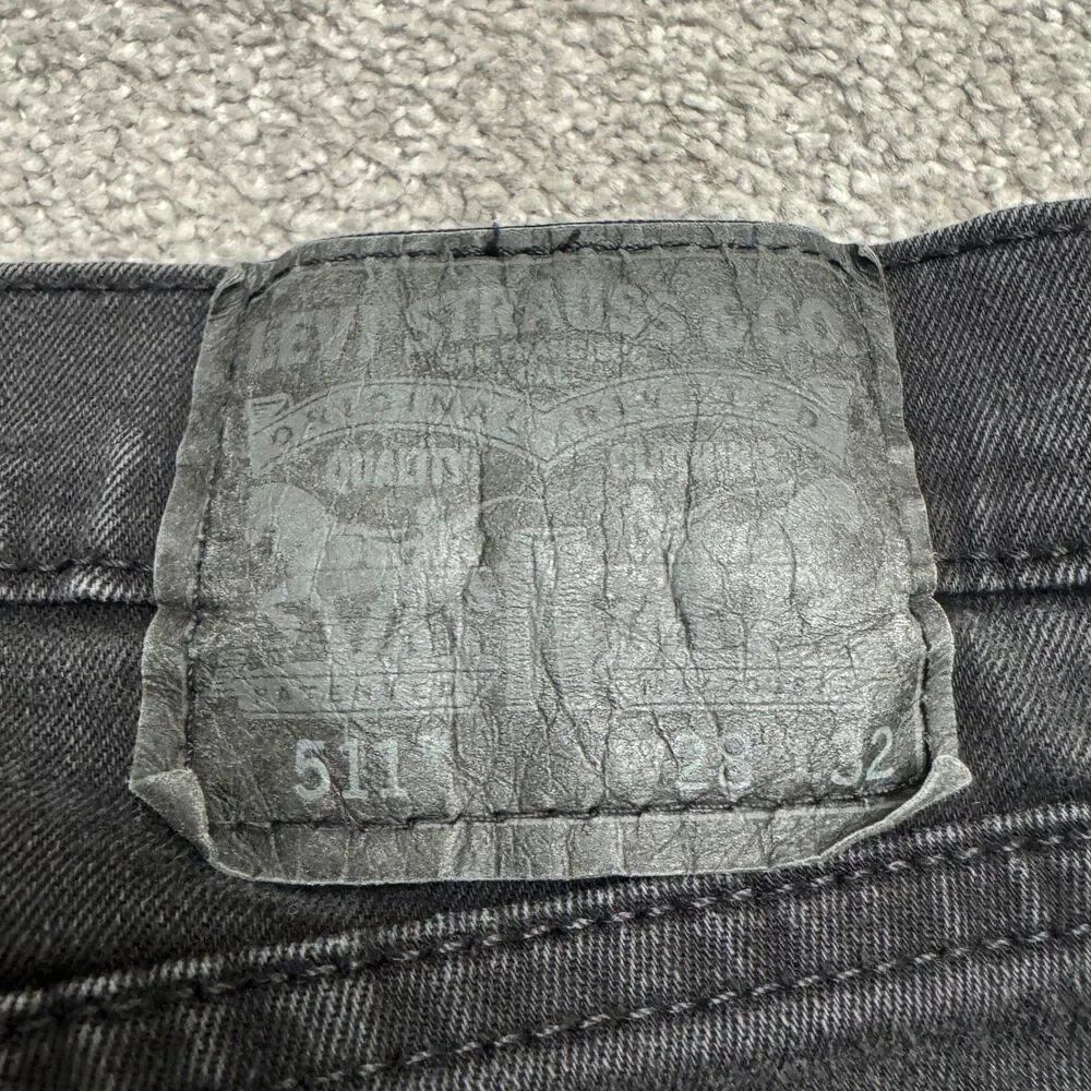 Levi's 511 Straight Leg Slim Fit Denim Jeans Mens 28x32 Black Waterless Casual